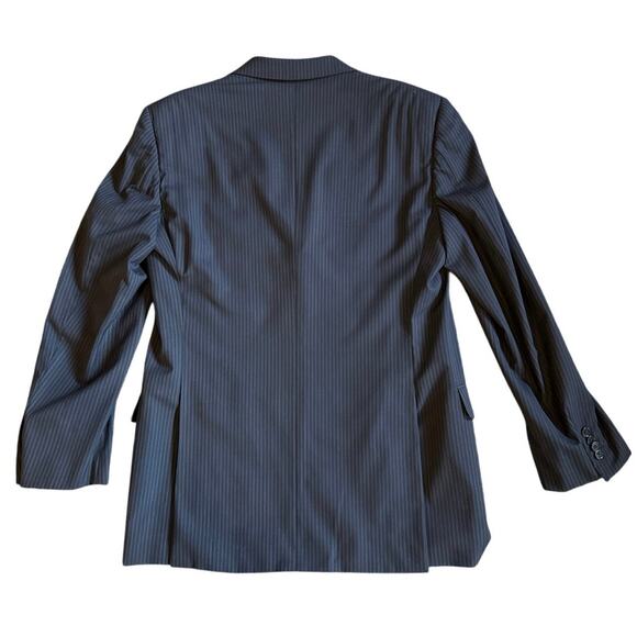 Men's Ermenegildo Zegna 100% Wool Italian Suit Navy Stripe Pleated 40R 32x30 - Picture 3 of 13